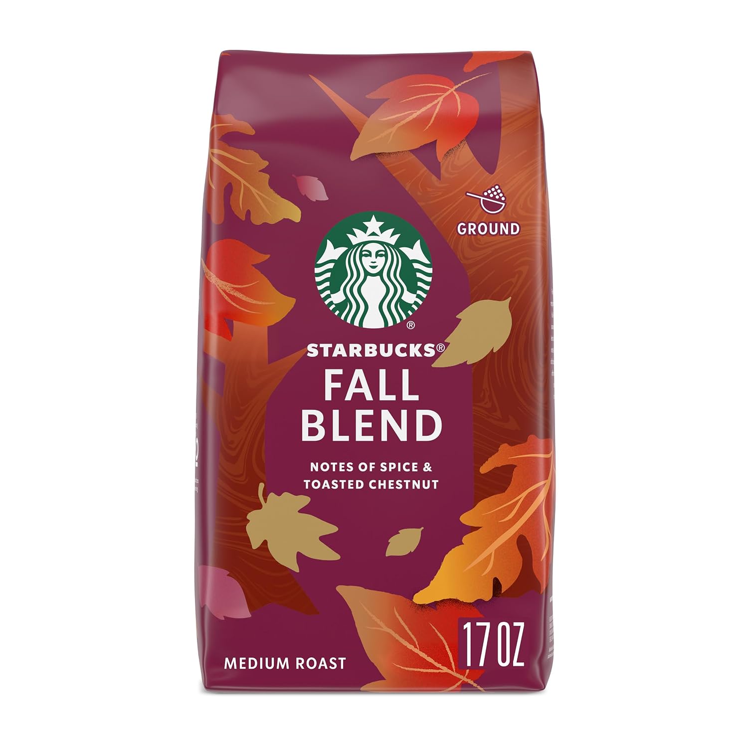 Starbucks Ground Coffee, Medium Roast Coffee, Fall Blend, 100% Arabica, Limited Edition, 1 Bag (17 Oz)