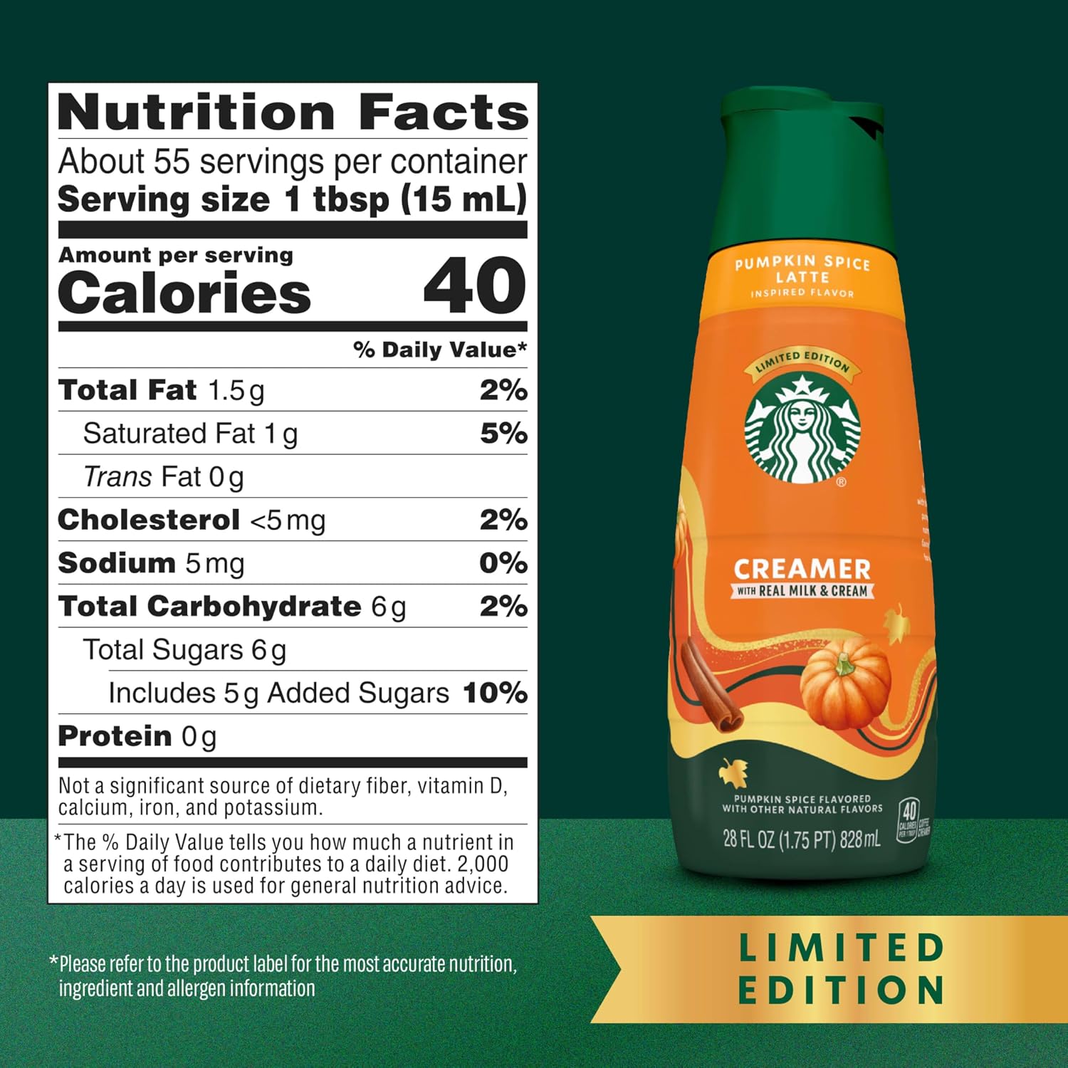 Starbucks Pumpkin Spice Latte Coffee Creamer, 28 Fl Oz
