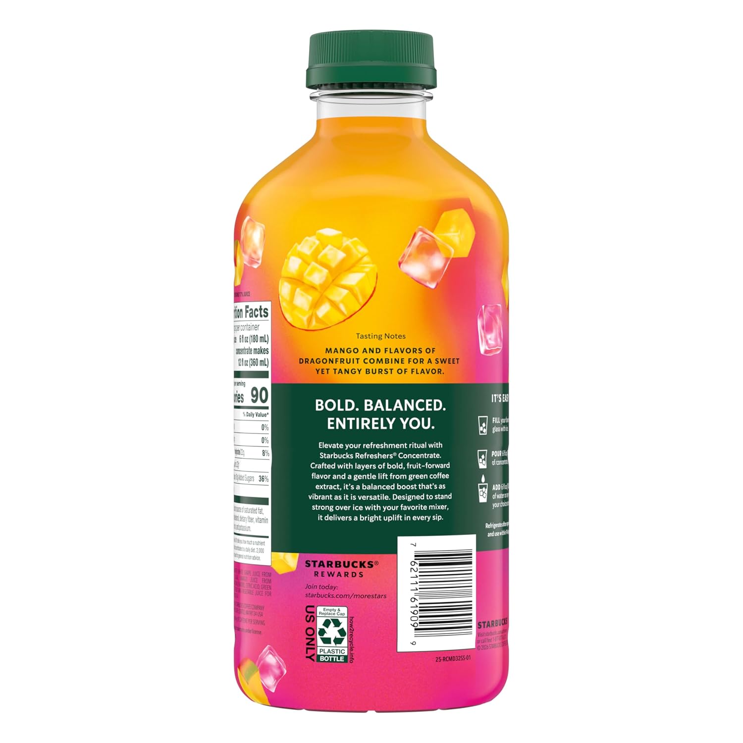Starbucks Mango Dragonfruit Refreshers Concentrate, 32 fl oz Bottle