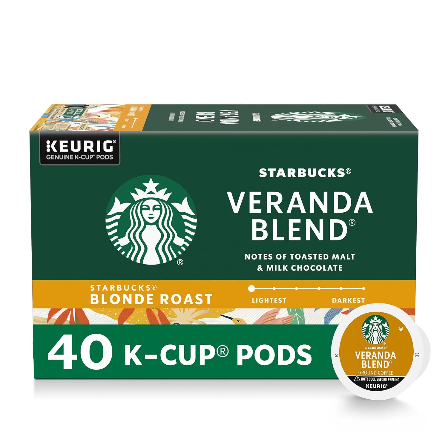 Starbucks K-Cup Coffee Pods, Veranda Blend Blonde Roast, 40 Count