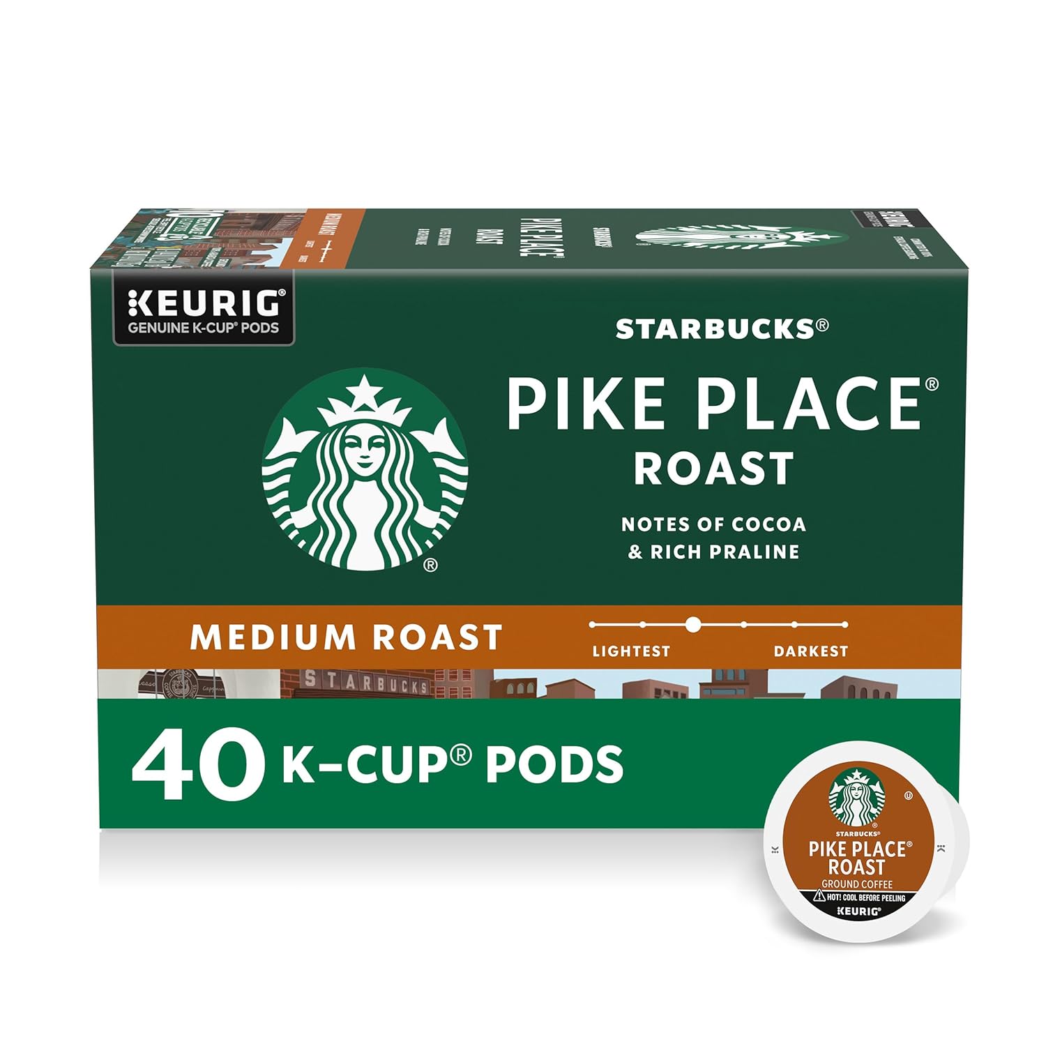 Starbucks K-Cup Coffee Pods, Pike Place Roast, 40 Count