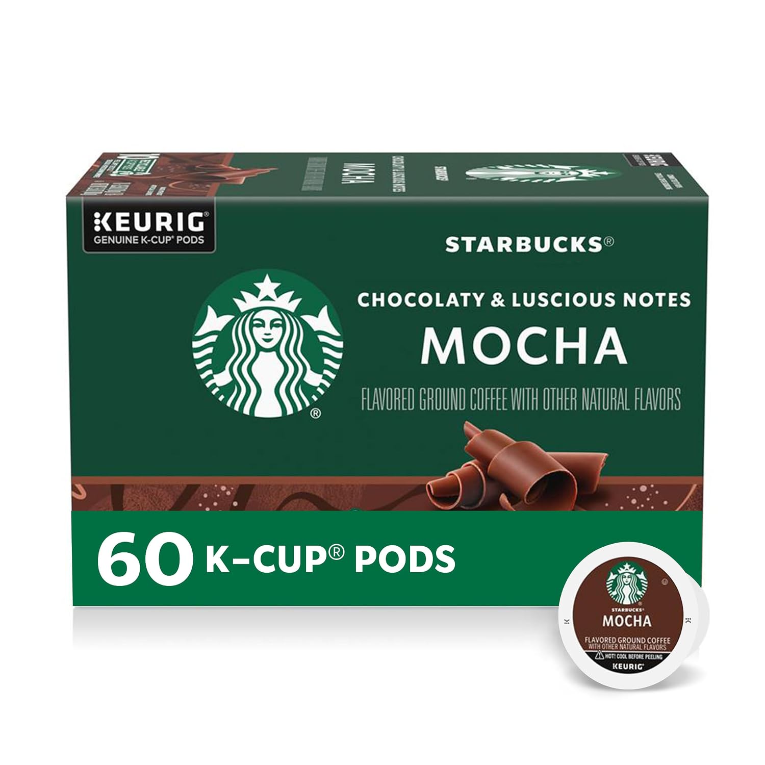 Starbucks K-Cup Coffee Pods, Flavored Hot or Iced Coffee, Mocha, 60 Keurig Pods