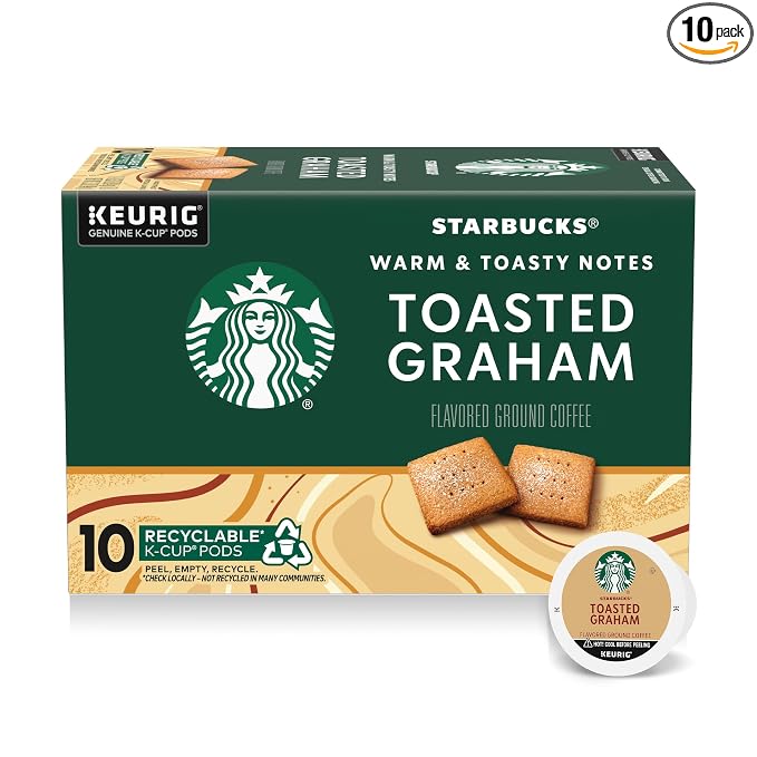 Starbucks K-Cup Coffee Pods, Flavored Hot or Iced Coffee, Toasted Graham, 10 Keurig Pods