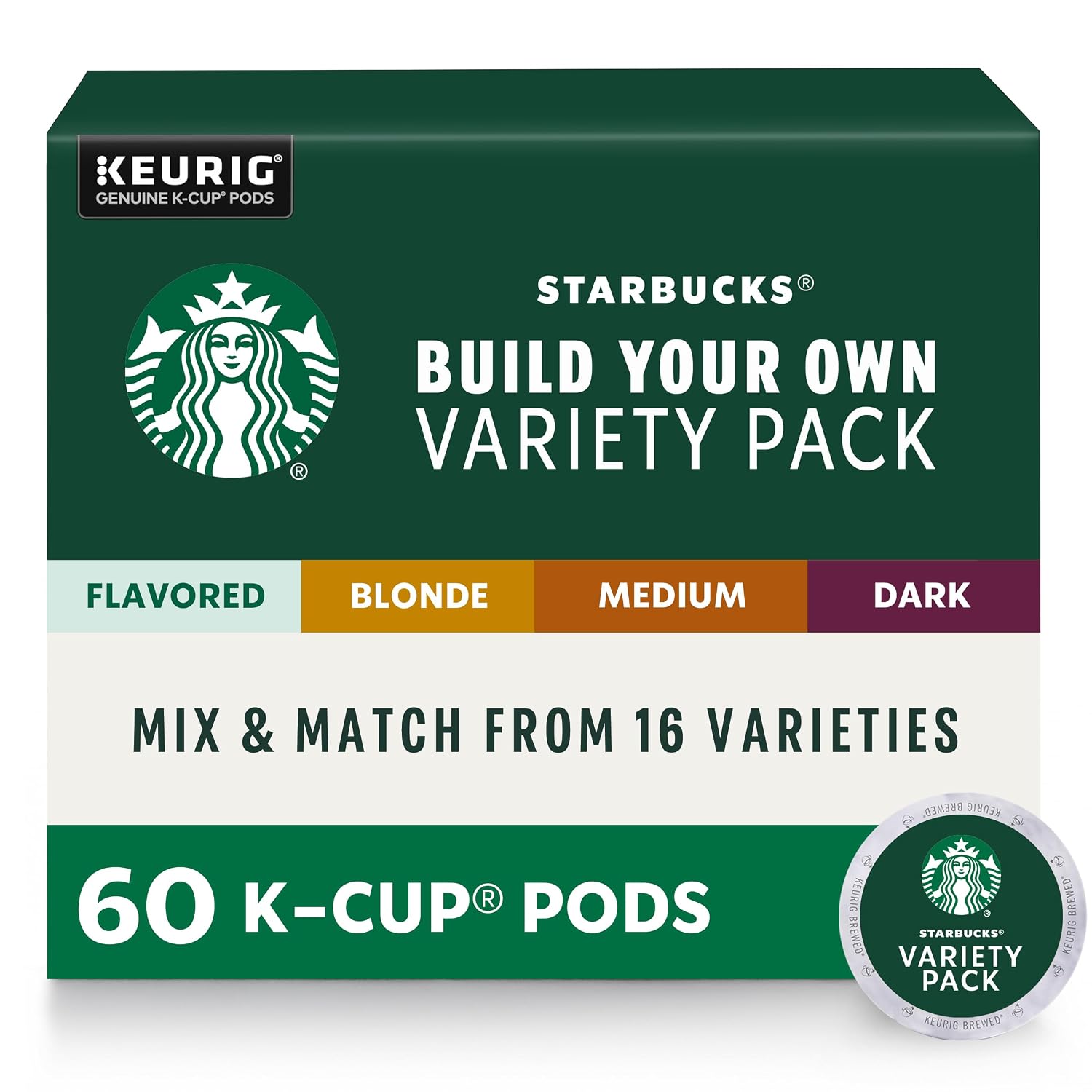 Starbucks K-Cup Coffee Pods, Build Your Own Variety Pack, 60 Count