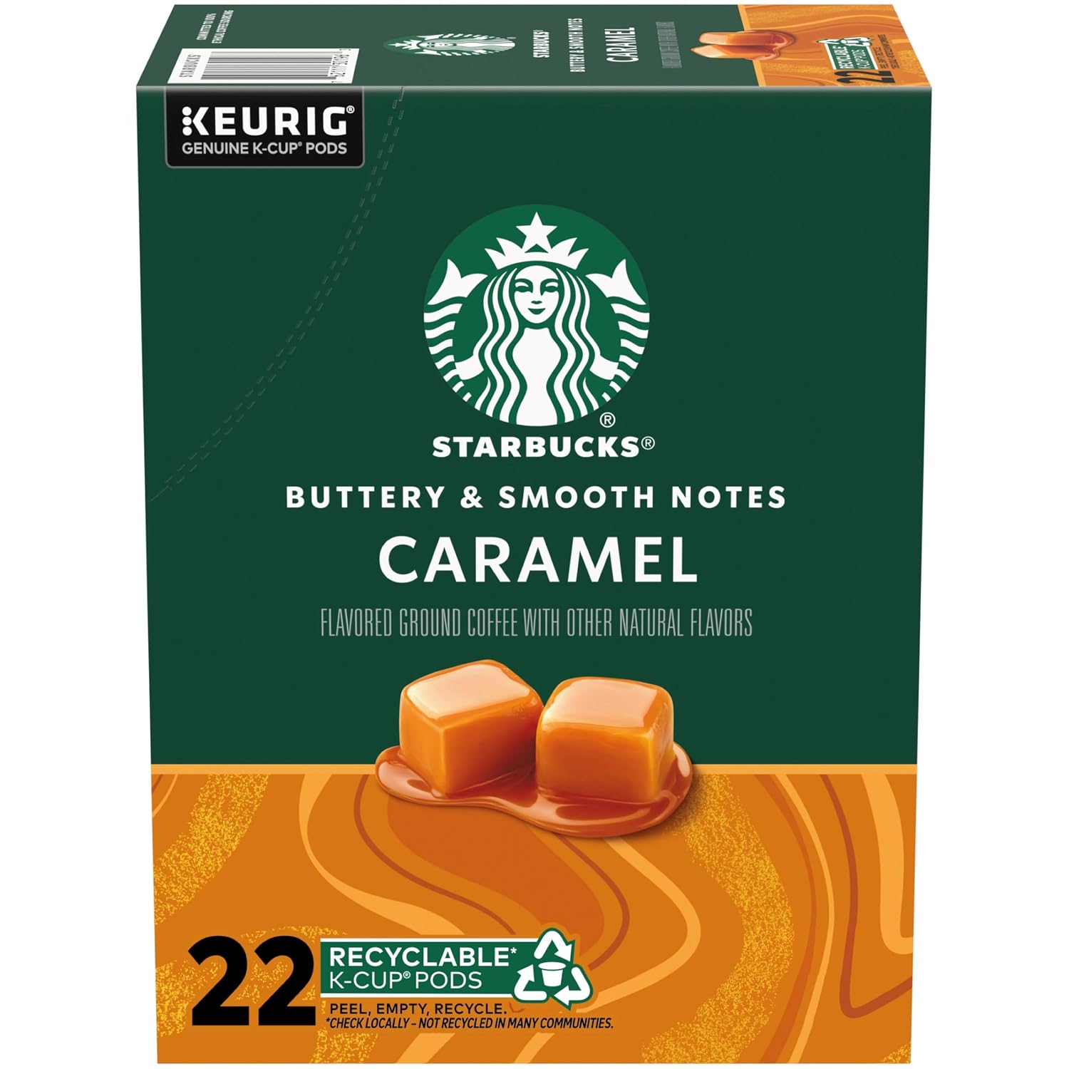 Starbucks K-Cup Coffee Pods, Caramel, 22 Count