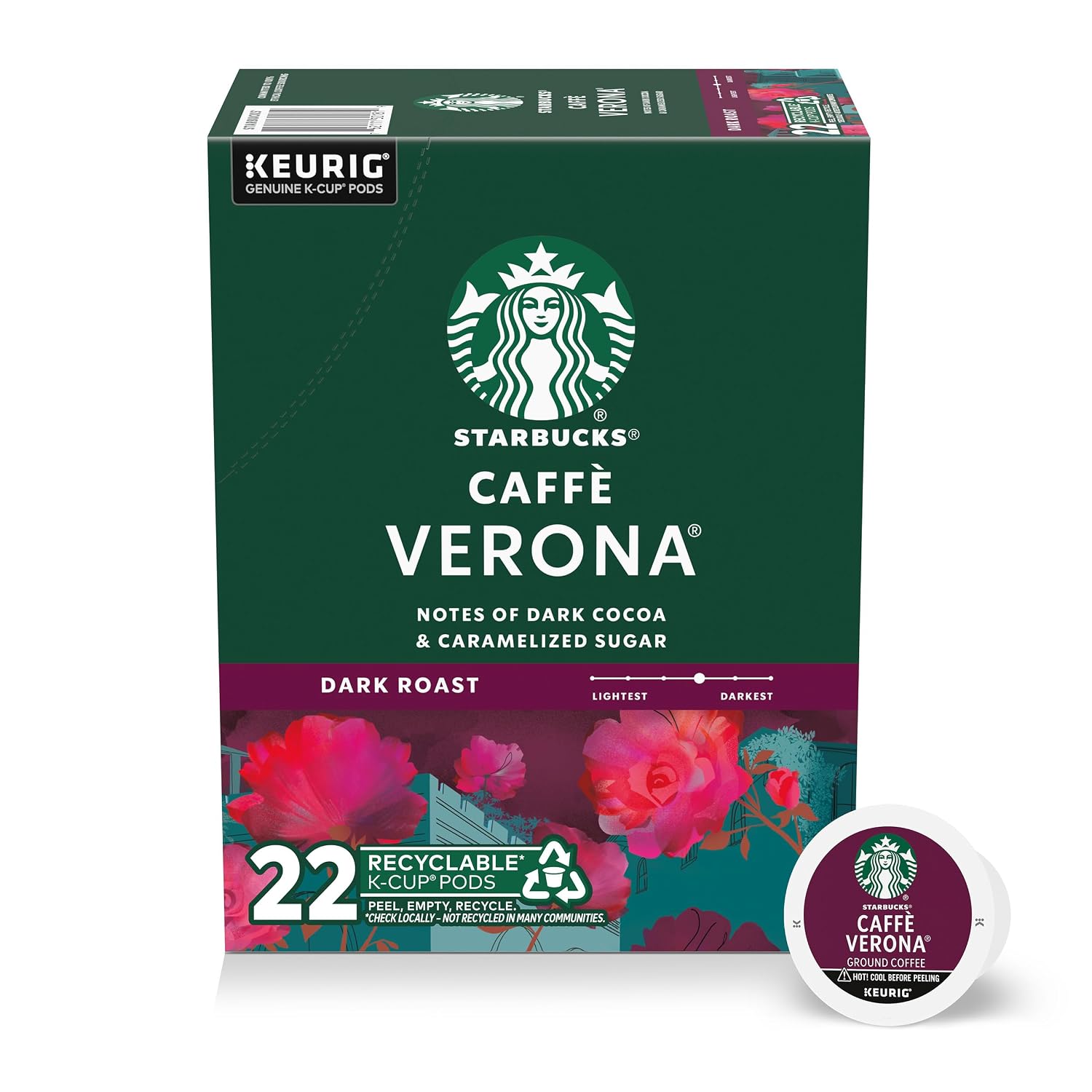 Starbucks K-Cup Coffee Pods, Caffè Verona Dark Roast, 22 Count