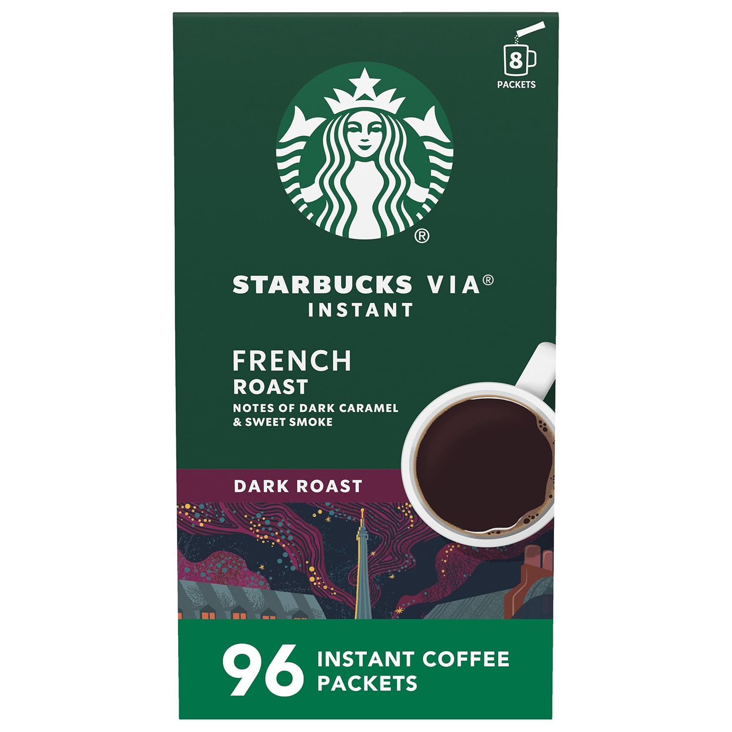 Starbucks VIA Instant Coffee, French Roast, 96 Count