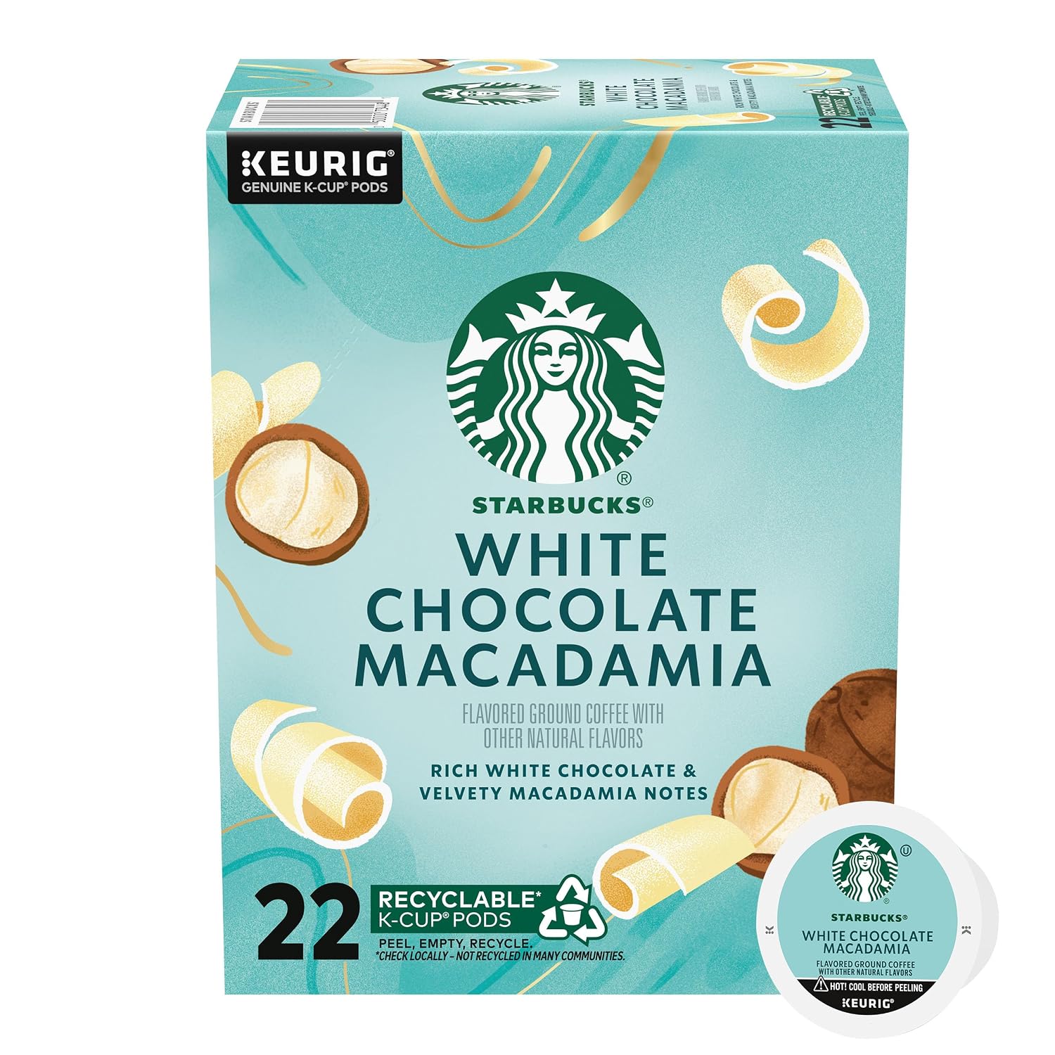 Starbucks K-Cup Coffee Pods, White Chocolate Macadamia Flavored, 22 Count