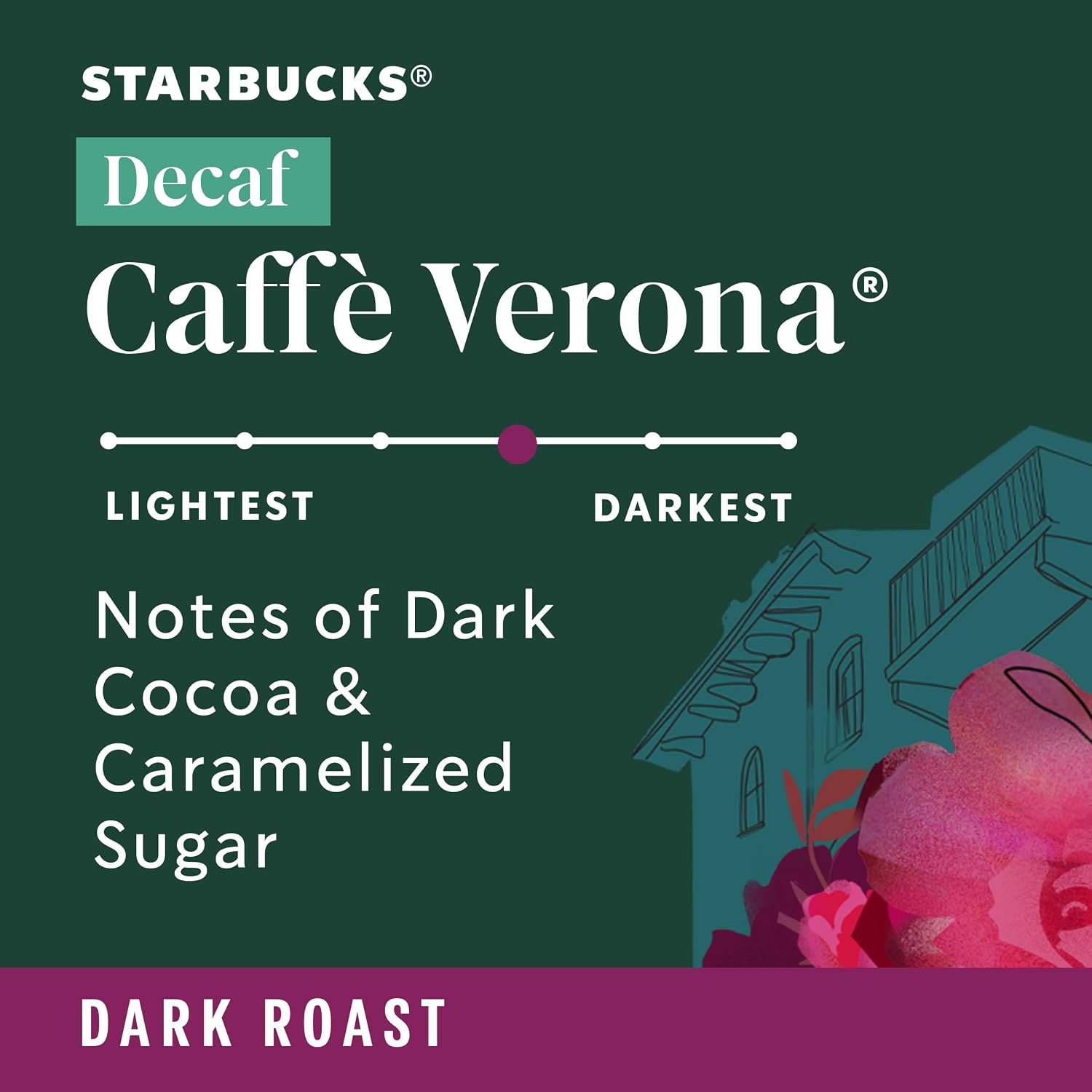 Starbucks Ground Coffee, Dark Roast, Decaf Caffè Verona, 6 12-Oz Bags