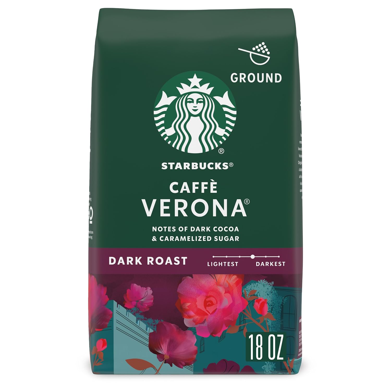 Starbucks Ground Coffee Caffè Verona Dark Roast, 18 oz Bag