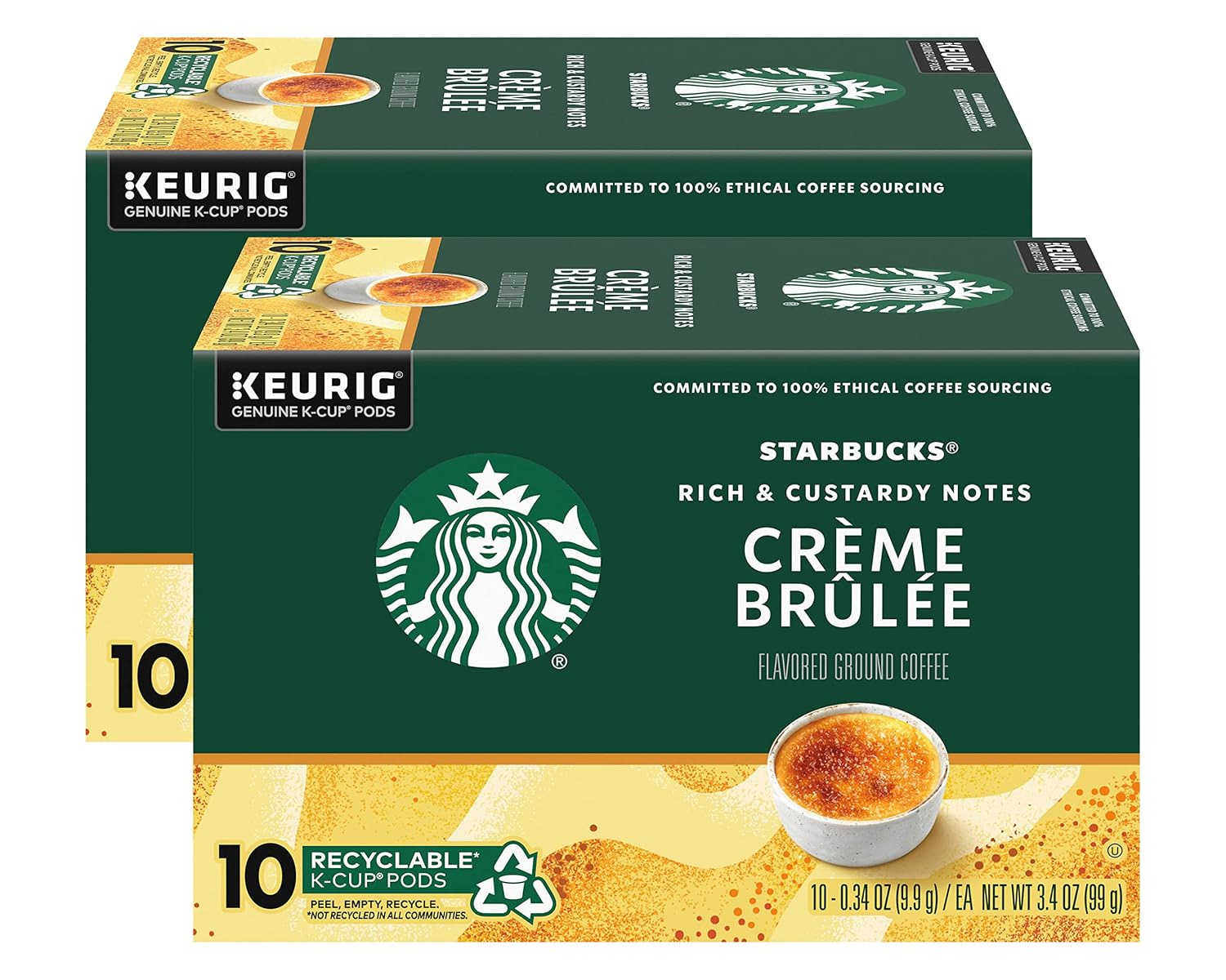 Starbucks Crème Brulée Flavored Blonde Roast Single Cup Coffee for Keurig Brewers, 10 Count - Pack of 2