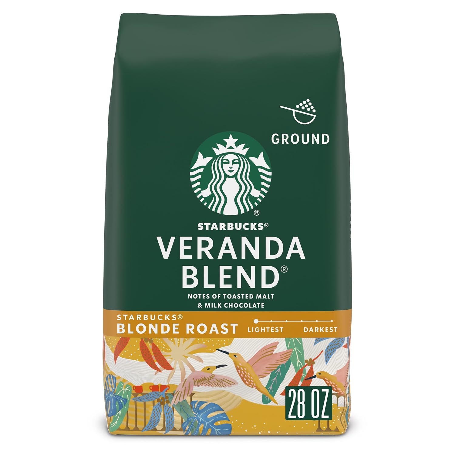 Starbucks Ground Coffee Veranda Blend Blonde Roast, 28 oz Bag