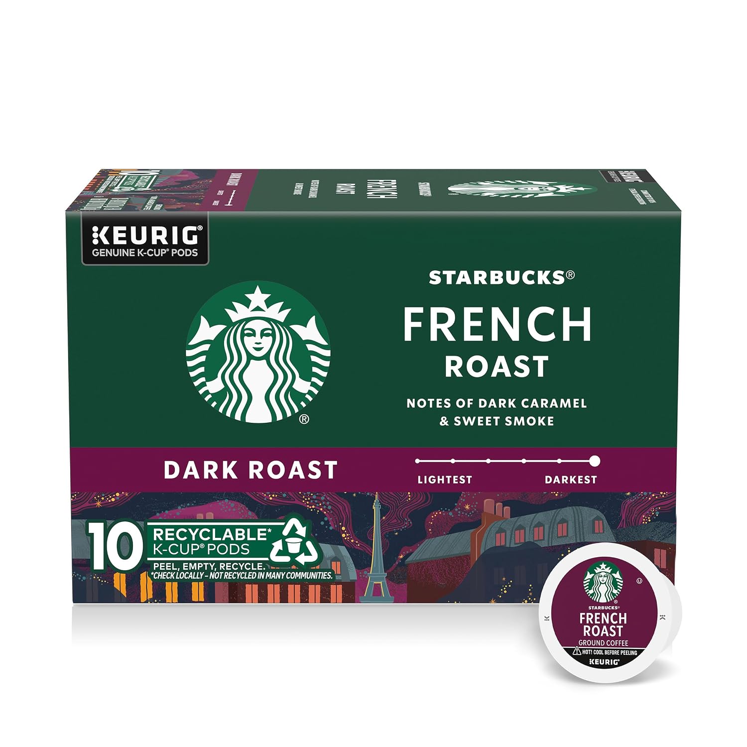Starbucks K-Cup Coffee Pods, French Roast, 10 Count