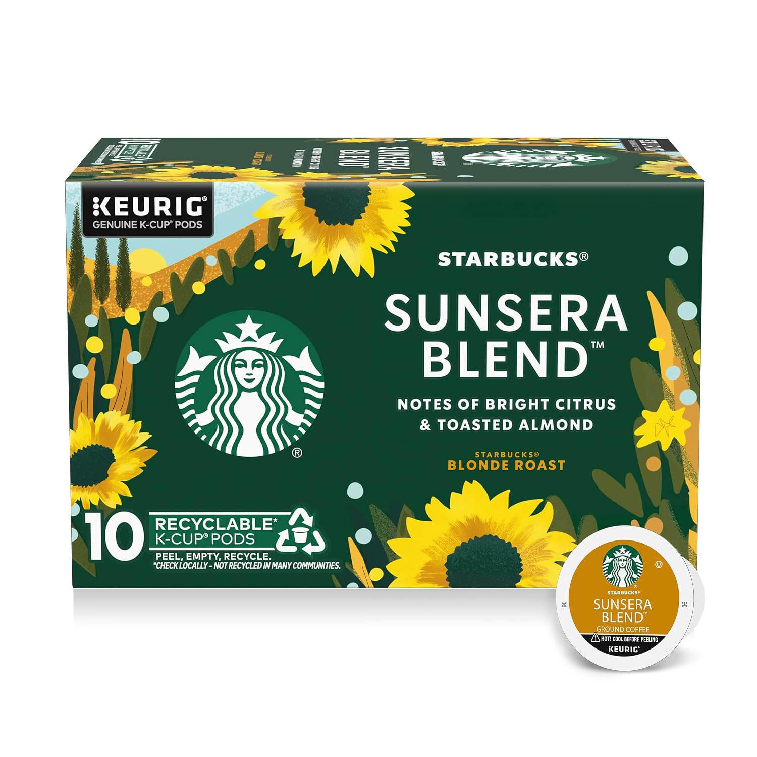 Starbucks K-Cup Coffee Pods, Sunsera Blend For Keurig Coffee Makers, 100% Arabica, 1 Box (10 Pods)
