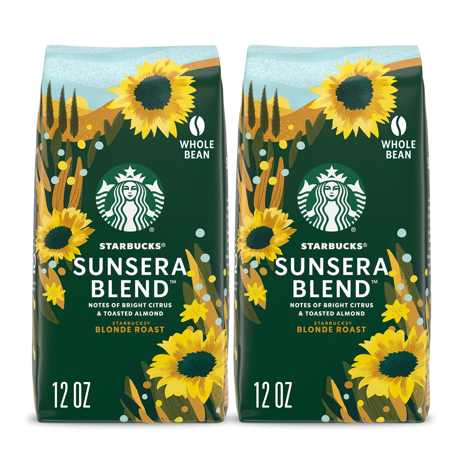 Starbucks Whole Bean Coffee Sunsera Blend Blonde Roast, 2 Bags 12 oz